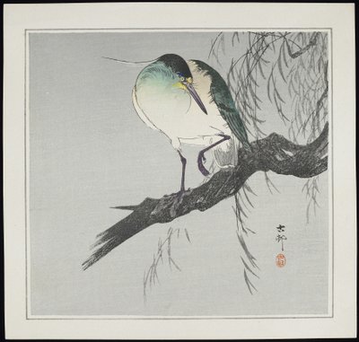 Heron on Branch, pre-1912 by Ohara Koson